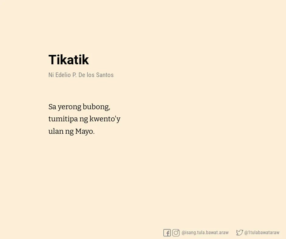 tulatoonz's tweet photo. Haiku ni Edelio P. De los Santos https://t.co/P1lNAzmXVh