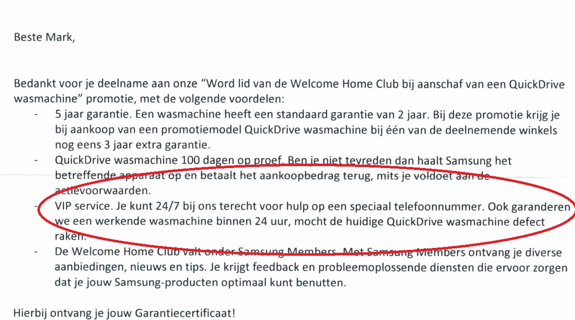 24u bij <a href="/SamsungNL/">Samsung Nederland</a> duren inmiddels meer dan 3 weken. Eerste keer netjes 2 weken op monteur gewacht, machine daarna direct weer stuk. Nu geduld op, maar Samsung negeert eigen afgegeven garantie.#advocaat #klantbeleving <a href="/kassa_bnnvara/">Kassa</a> <a href="/Consumentenbond/">Consumentenbond</a>