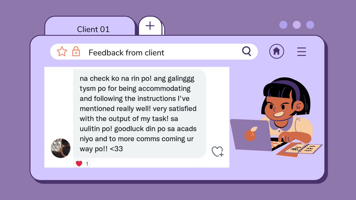 comms_lara's tweet image. My first ever client (๑´•.̫ • `๑) thank you so much for trusting me po!! 💜 #commsbylara