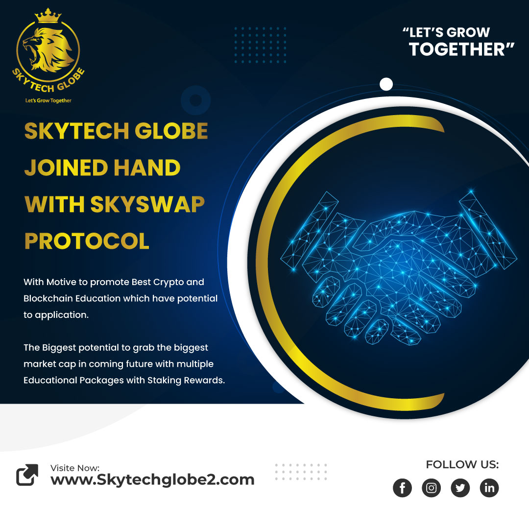 Skytechglobe1's tweet photo. Skytech Globe Joined hand With Skyswap Protocol

https://t.co/01bUQQX4a8

#crypto #newcryptocurrency #blockchain #crm #affiliate #business #investment #money #businessidea #skytechglobe #affiliatemarketing https://t.co/81HNJWEtU4