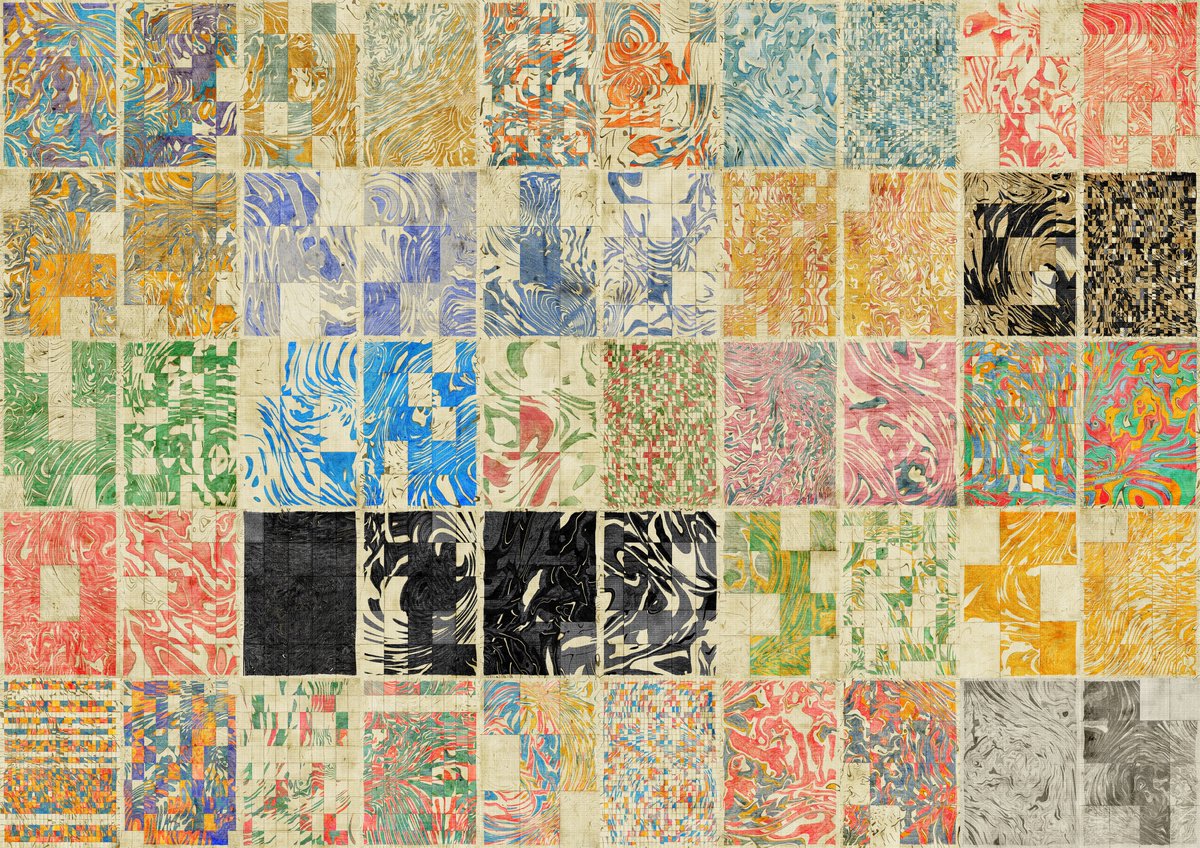 Color palettes of "Anticyclone" recently released on <a href="/artblocks_io/">Art Blocks</a> 

Something that I didn't mention yet:
Each palette has been carefully crafted and given the first name of an inspiring woman who changed the (or my) world in a way or another.

Here they are 🧵

 #generativeart