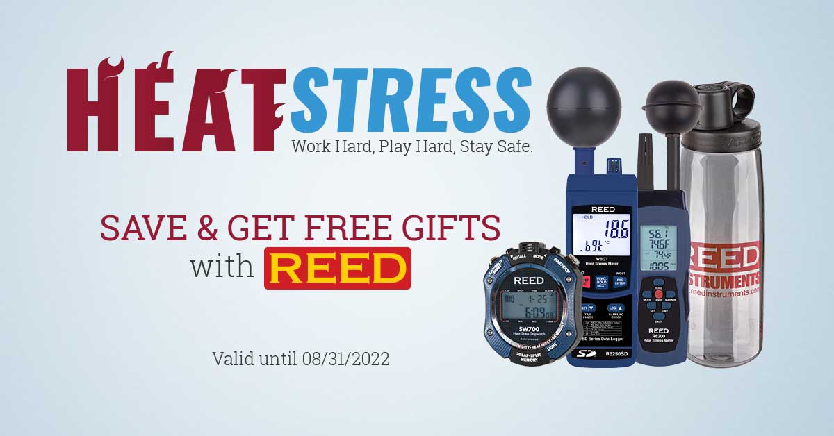 REEDInstruments's tweet photo. The Heat is Coming! Save &amp; Get Free 🎁 with our #REED Heat Stress Promotion! Offer valid until 08/31/2022. 
https://t.co/t3V0hrAf62 #HeatStress https://t.co/H9jUjbLTtg