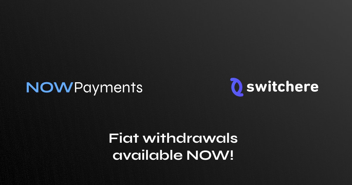 ⚡️BREAKING NEWS⚡️

We’re stoked to announce:
<a href="/Switchere_com/">Switchere crypto exchange</a> &amp; #NOWPayments launched a brand new feature!🥳

Accept #crypto and withdraw fiat NOW💸
🎉International  
🎉Unlimited starting €15
🎉Easy  

Details in the article👇
#FutureIsNow #cryptonews 
🔥nowpayments.io/blog/nowpaymen… 🔥
