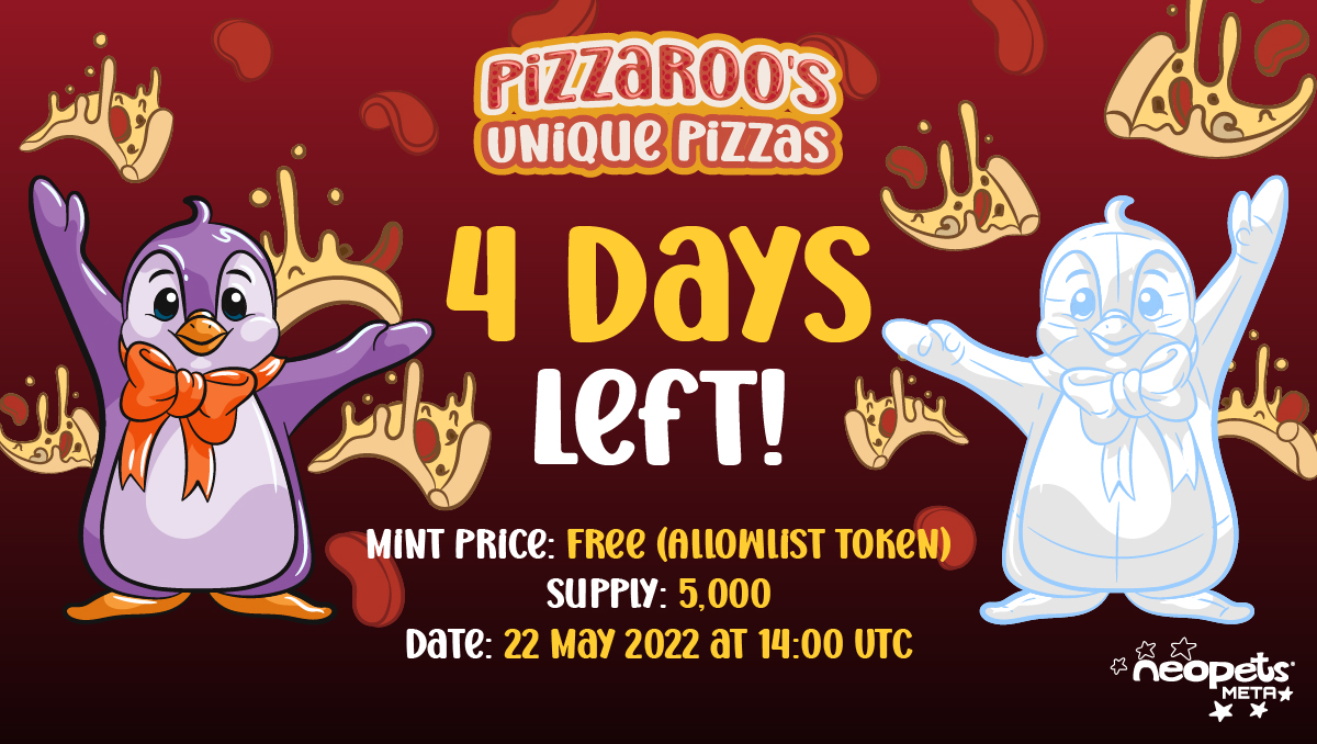The release of our game trailer + FREE Pizza Day NFT mint is approaching! Giving away 10 more allowlist spots!

1. Follow our Twitter
2. Like, RT, and tag 3 friends 
3. Join our IG and Discord as an extra bonus!🍕

Winners will be announced in 12 hours!

#NFTgiveaway #pizzaday