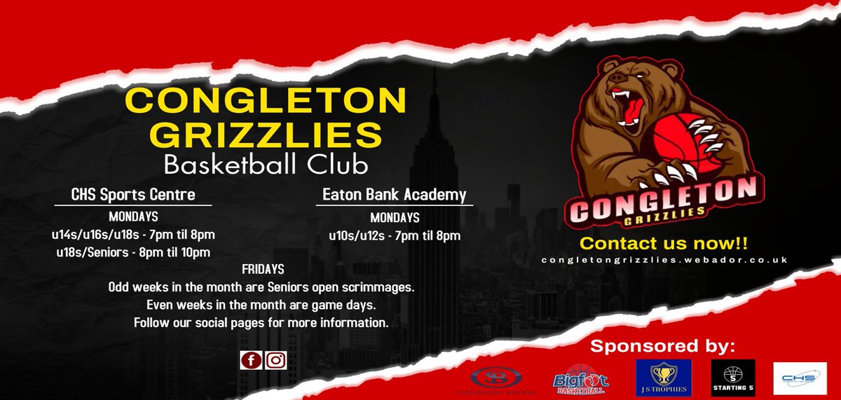 Interested in playing basketball? then contact Congleton Grizzlies if you want to improve on your jump shop or Alley-oop! 🏀🏀