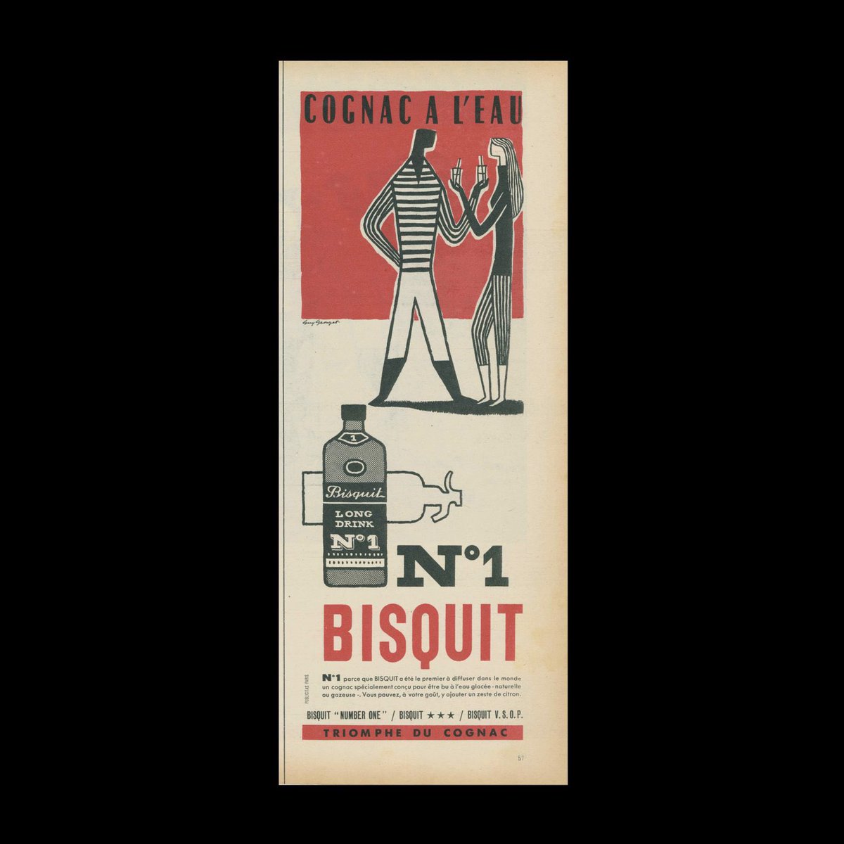 DesignReviewed's tweet photo. Bisquit Cognac, Press Advertisement, 1957. Designed by Guy Georget #guygeorget https://t.co/niDONZOiI3 https://t.co/QDI8jRWmYU