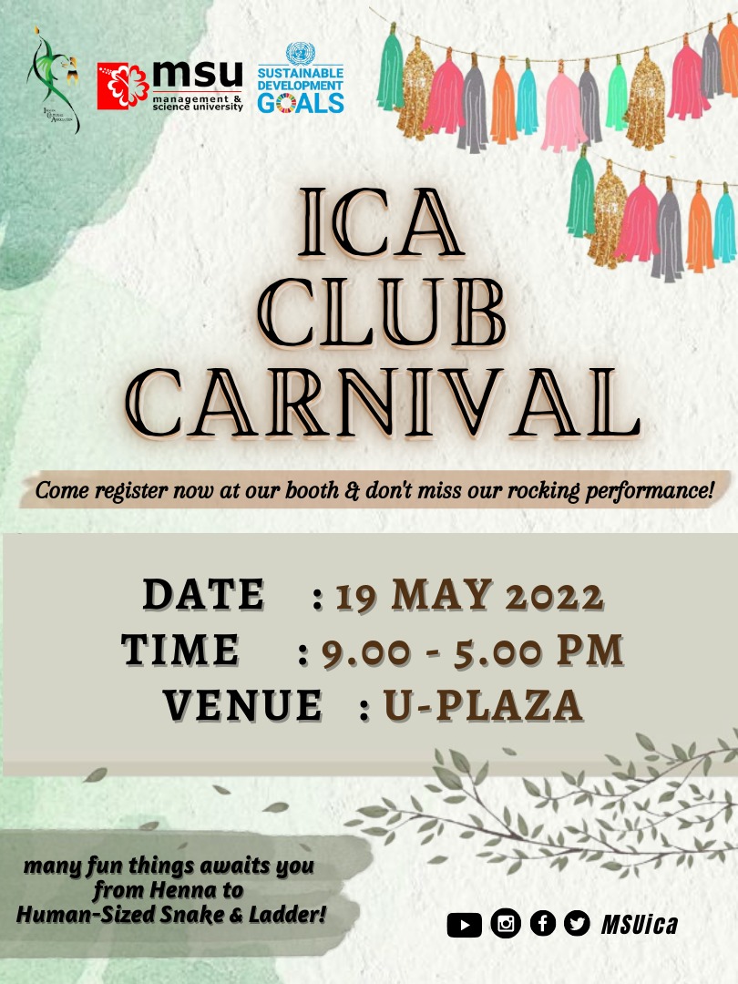 ica_msu's tweet photo. Holaaa MSUrians ! 🌺 We are content to inform that our MSU CLUB CARNIVAL  is back🎉🔥Do visit our booth at U-Plaza💎Now's your chance to register yourself as a ICARIAN for more fun-filled events and programs from our ICA

#msuica
#msumalaysia
#msurians
#go2msu
#msuscd https://t.co/GtXVPwXNHP