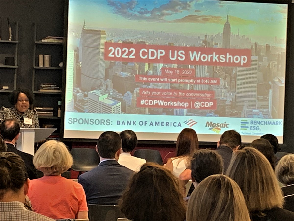 CDP's tweet photo. 🇺🇸HAPPENING NOW: The 2022 CDP US Workshop kicks off today in New York.
Lori Llewellyn welcomes attendees, issuing a vital reminder: “We know from the IPCC that the time for action is now. We need to see systemic action now to reverse the effects of climate change." #CDPWorkshop https://t.co/9V6LCVUrik