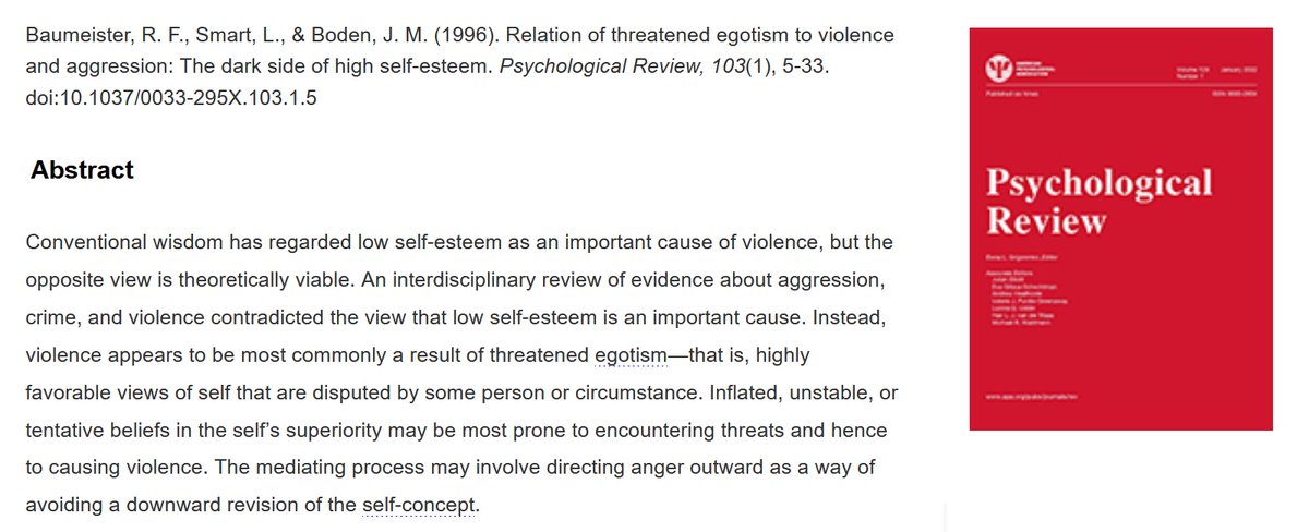 AdamMGrant's tweet image. Bullies don&apos;t suffer from low self-esteem. Their self-esteem is typically high but unstable.

Their egos are like balloons: inflated and fragile enough to pop at the slightest needle. Under threat, they lash out.

This research explains a surprising amount of online behavior.