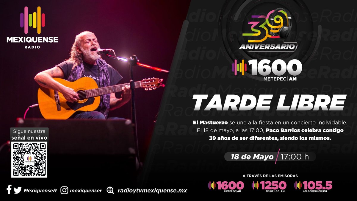 MexiquenseR's tweet photo. Hoy estamos de fiesta por nuestros #39AñosAlAire📡🎂 y preparamos muchas sorpresas con una programación especial para que seas parte de nuestra celebración.
#39MexiquenseR📻
#ConéctateConLaRadio https://t.co/FkVByEs6cf