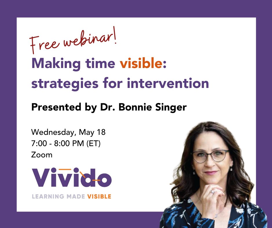 Tonight! Hop online with <a href="/drbonniesinger/">Bonnie Singer</a> and learn how to make time visible for students who struggle with time management, meeting deadlines, and project planning. Grab the link here: share.hsforms.com/1TTo8gQmdT36aV…