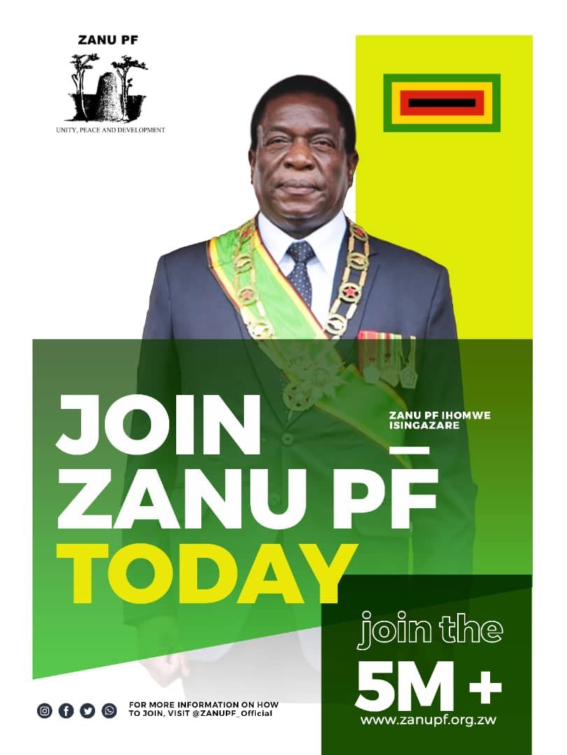 zanupf_patriots's tweet photo. Join ZANU PF today, zvimwe zvese hazvina basa‼️ https://t.co/uREj7XAYQ1