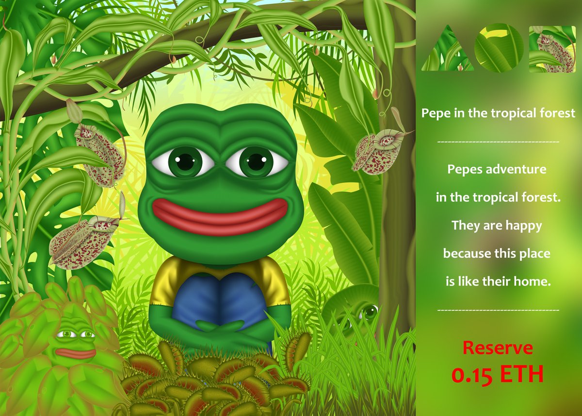 My 2nd NFT available on Foundation "Pepe in the tropical forest". 1/1 edition

Pepes adventure in the tropical forest. They are happy because this place is like their home.

foundation.app/@PongNftArt/po…

#NFTCommunity #nftart #pepe #pepethefrog #PepeFam #FrogFam #Foundation