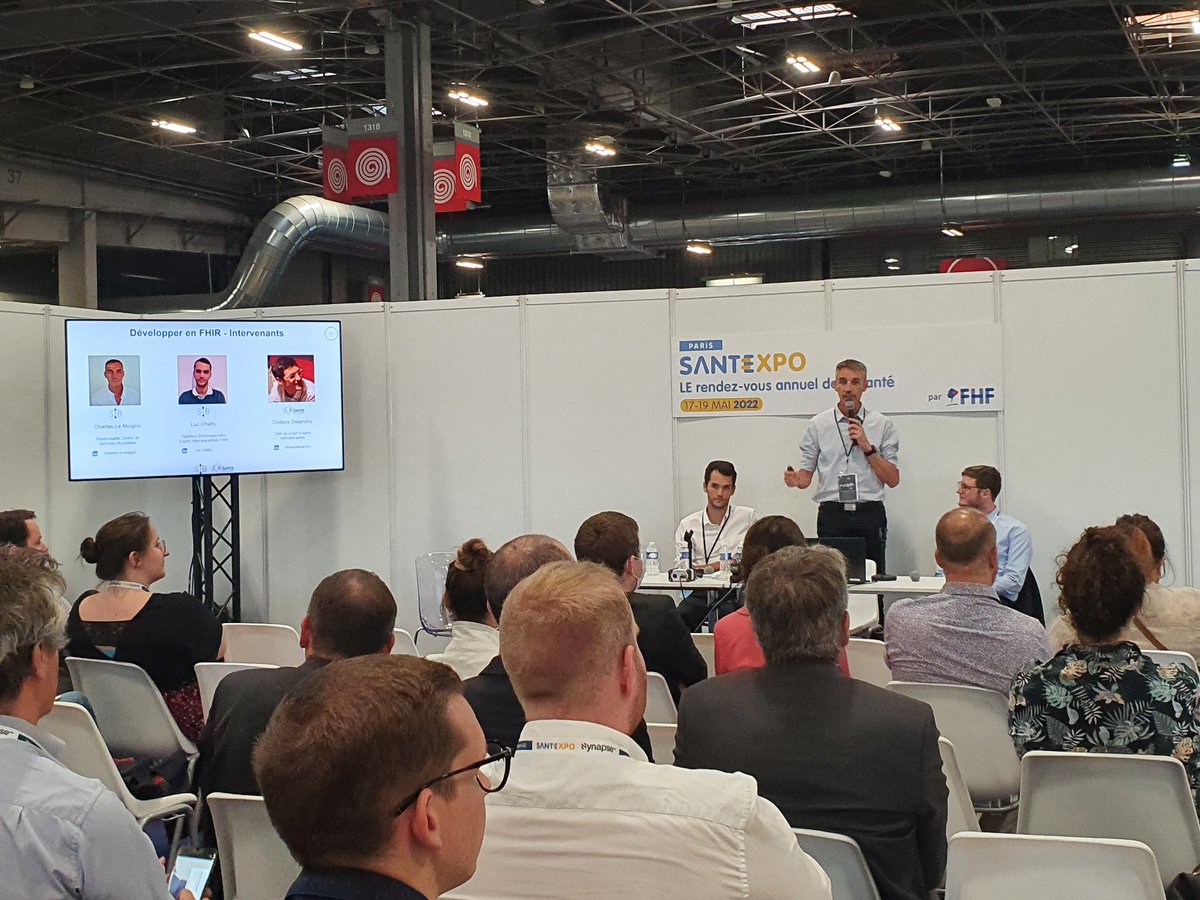 🔊 Agora IT à #SANTEXPO : session pédagogique par Charles LE MOIGNO et Luc CHATTY accompagnés par Clotaire DELANCHY @esanteBretagne : comment développer en #FHIR ? Point sur les apports du standard ; la méthodologie ; l'#interoperabilité par la pratique