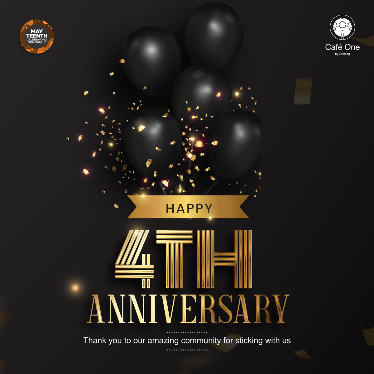Cafeonenig's tweet photo. It's our 4th anniversary! 🥳🥳

Special thanks to our amazing community for sticking with us. We couldn't have been in our 4 elements (#community #coffee #coworkingspace #innovativebanking) without you. 

Happy Anniversary! 🥂

#CafeOneAt4 #InnovationMeetsCoommunity https://t.co/SKd30p5Giq