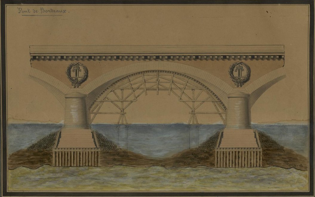 selenebordeaux's tweet photo. #jeudiarchi
Pour les #200anniversary du pont de pierre, qui comporte 17 arches comme autant de lettres contenues dans Napoléon Bonaparte, admirez ce dessin à l'encre et aquarelle🖌️exposant les renforts plantés dans la Garonne qui soutiennent les voûtes.
https://t.co/kpjy05fe33 https://t.co/A2enQ87otp