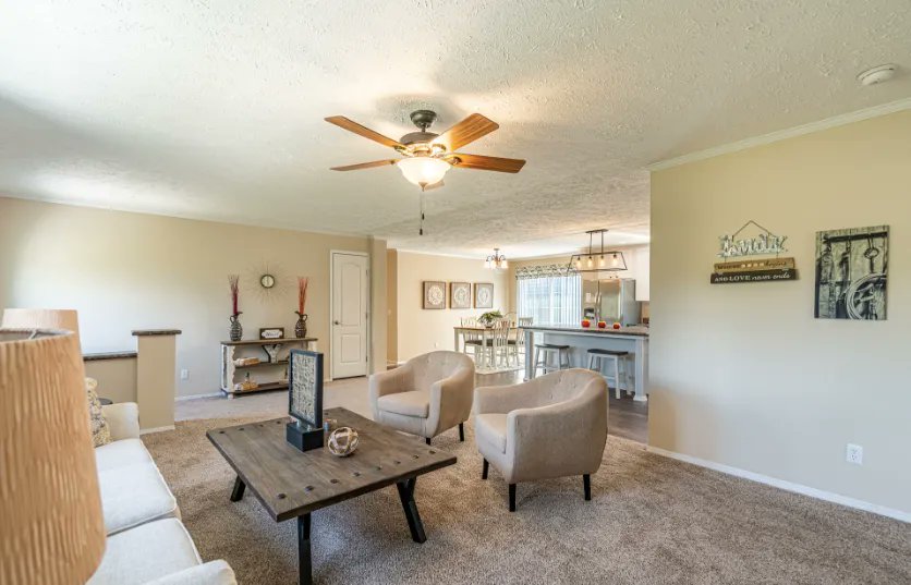 ExploreFMHA's tweet photo. Take a look at this spacious yet cozy living room! With access to the kitchen and dining room area, there's space for everyone to relax. 

Want to see more #prefabhomes? Members of #FMHA can help you get connected to the right manufacturers near you: https://t.co/vFQeeDRggE https://t.co/ggEUis4Ide