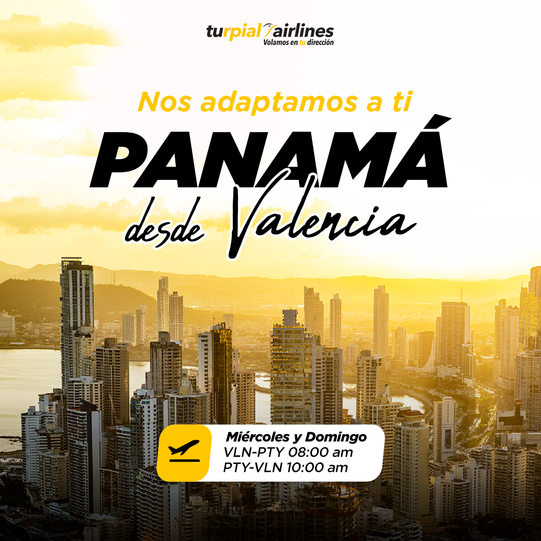 TurpialAirlines's tweet photo. Tendremos nuevo horario en nuestra ruta de #Panama Con salida directa desde Valencia.
Nuestros #Turpiales volarán los días miércoles y domingos, de la siguiente manera:
🔹VALENCIA - PANAMÁ: 08:00 AM
🔹PANAMÁ - VALENCIA: 10:00 AM
¿Has visitado Panamá? Cuéntanos tu experiencia🙌 https://t.co/vrVAXY3fBu