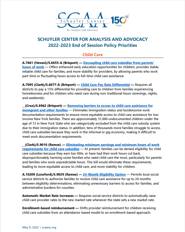 SchuylerCenter's tweet photo. End of Session Priorities: Here's the #NYS legislation we're watching, in the areas of #childcare, #childwelfare, health, and #childpoverty:
https://t.co/mqkgK4K4qr

@AM_AndrewHevesi @SenatorBrisport @NYSenatorRamos @SenatorPersaud @SenatorBrouk https://t.co/srAgYymmAf