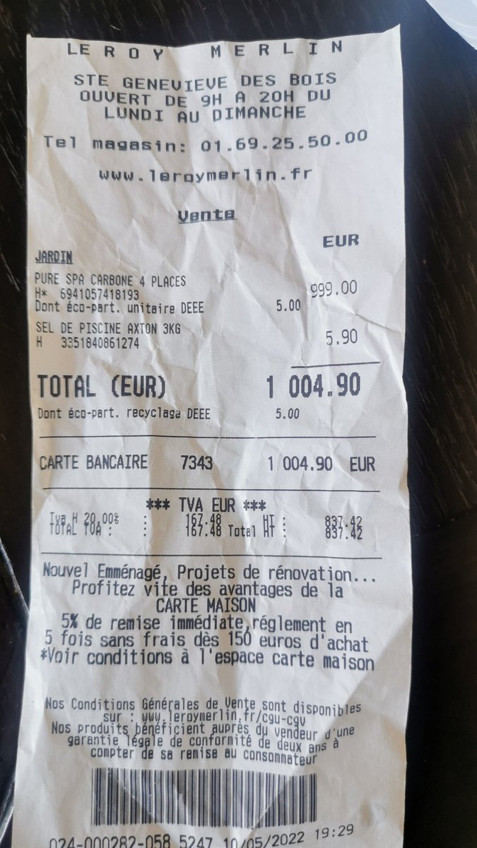 JAntunes2008's tweet photo. @leroymerlinfr @leroymerlin Voici le ticket de caisse
Mon numéro est le 0603886577
Je suis Mr Antunes Jérôme
Cordialement https://t.co/gtNKuBdG9h
