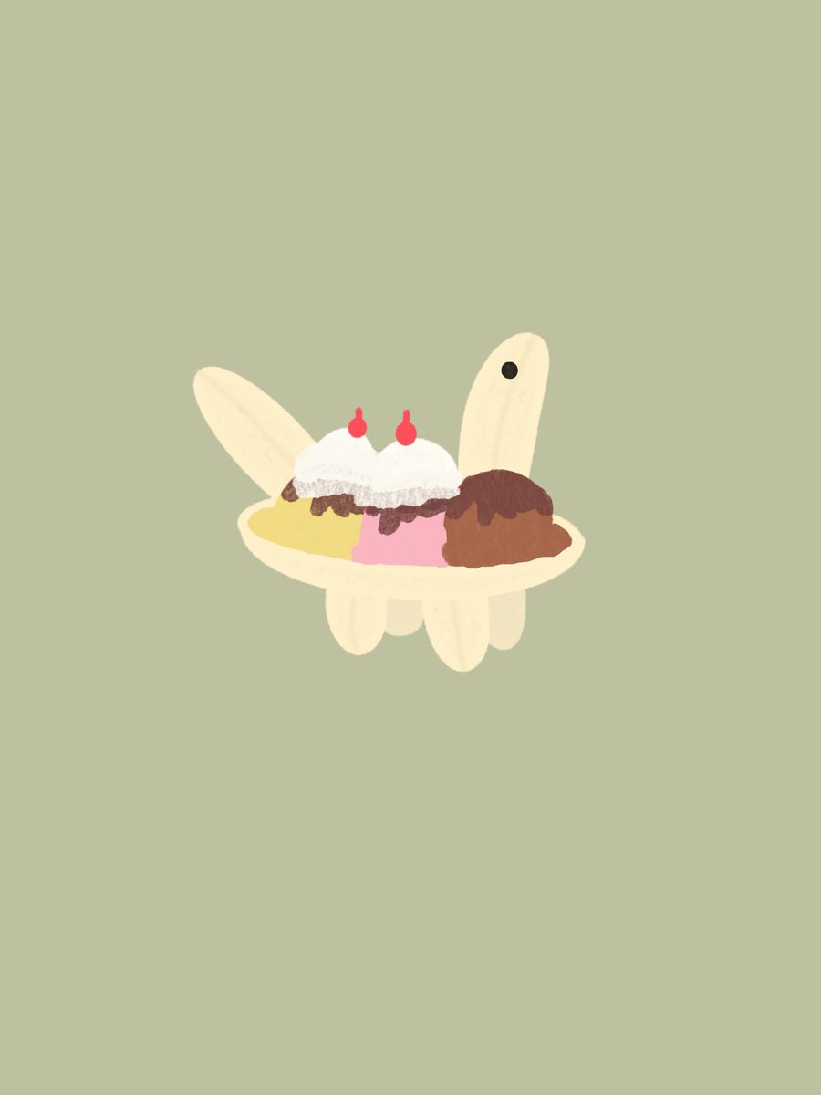 tahoyaa's tweet photo. banana split dinosaur :3 https://t.co/zZCMy8evJ5