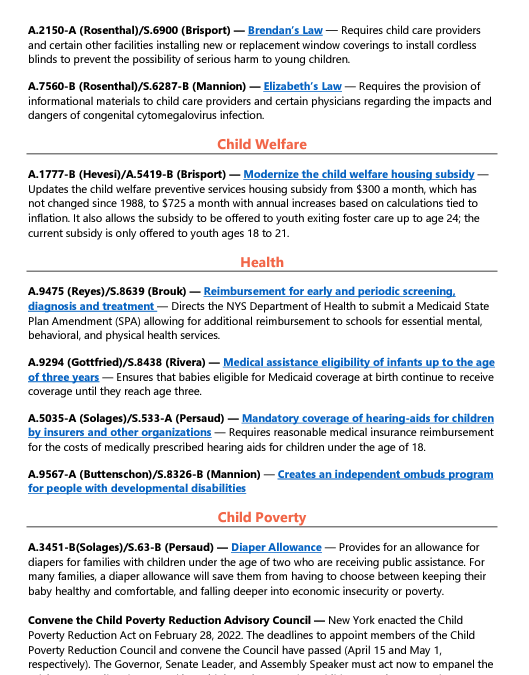 SchuylerCenter's tweet photo. End of Session Priorities: Here's the #NYS legislation we're watching, in the areas of #childcare, #childwelfare, health, and #childpoverty:
https://t.co/mqkgK4K4qr

@AM_AndrewHevesi @SenatorBrisport @NYSenatorRamos @SenatorPersaud @SenatorBrouk https://t.co/srAgYymmAf