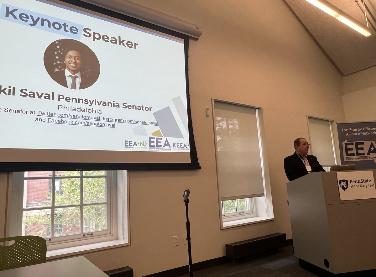 The_EEAlliance's tweet photo. Recapping Day 2 of #FF4EE: Chris Valle from @DNV_Group introduced @SenatorSaval. A keynote in his home district expressed the urgency of supporting Whole Home Repairs in PA and beyond! https://t.co/nnAOg3JCQT