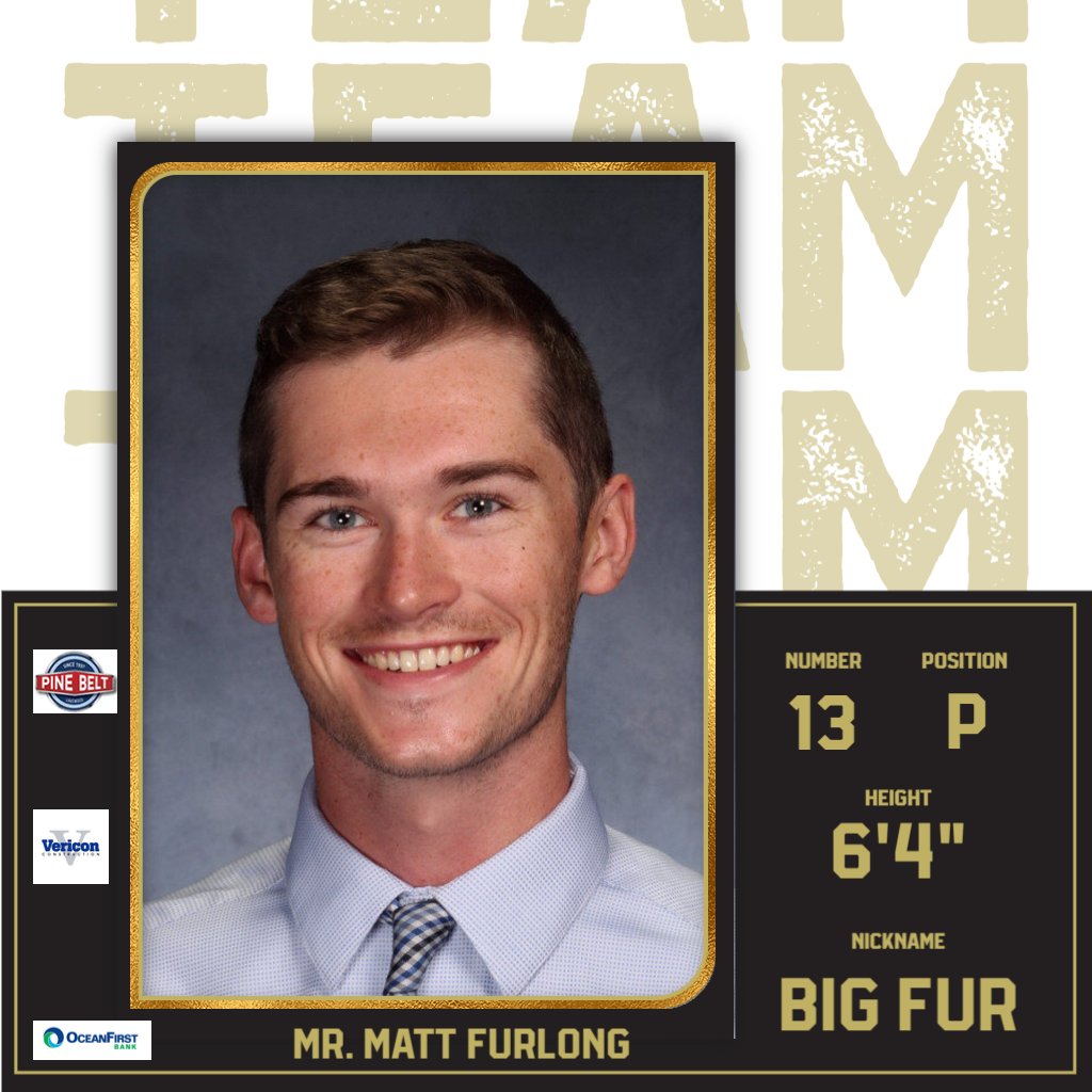 PtBoroSportMgmt's tweet photo. As indicated by his nickname "Big Fur" stands at 6'4" and weighs in at 220 lbs.  Mr. Furlong is in his rookie season here at the Boro and is looking to DOMINATE the Seniors at the plate and in the field! 
@PtBoroSchools @oceanfirstbank @PineBeltCars @tacoholicsNJ @Visiontech_Inc https://t.co/yczQUk1S6w