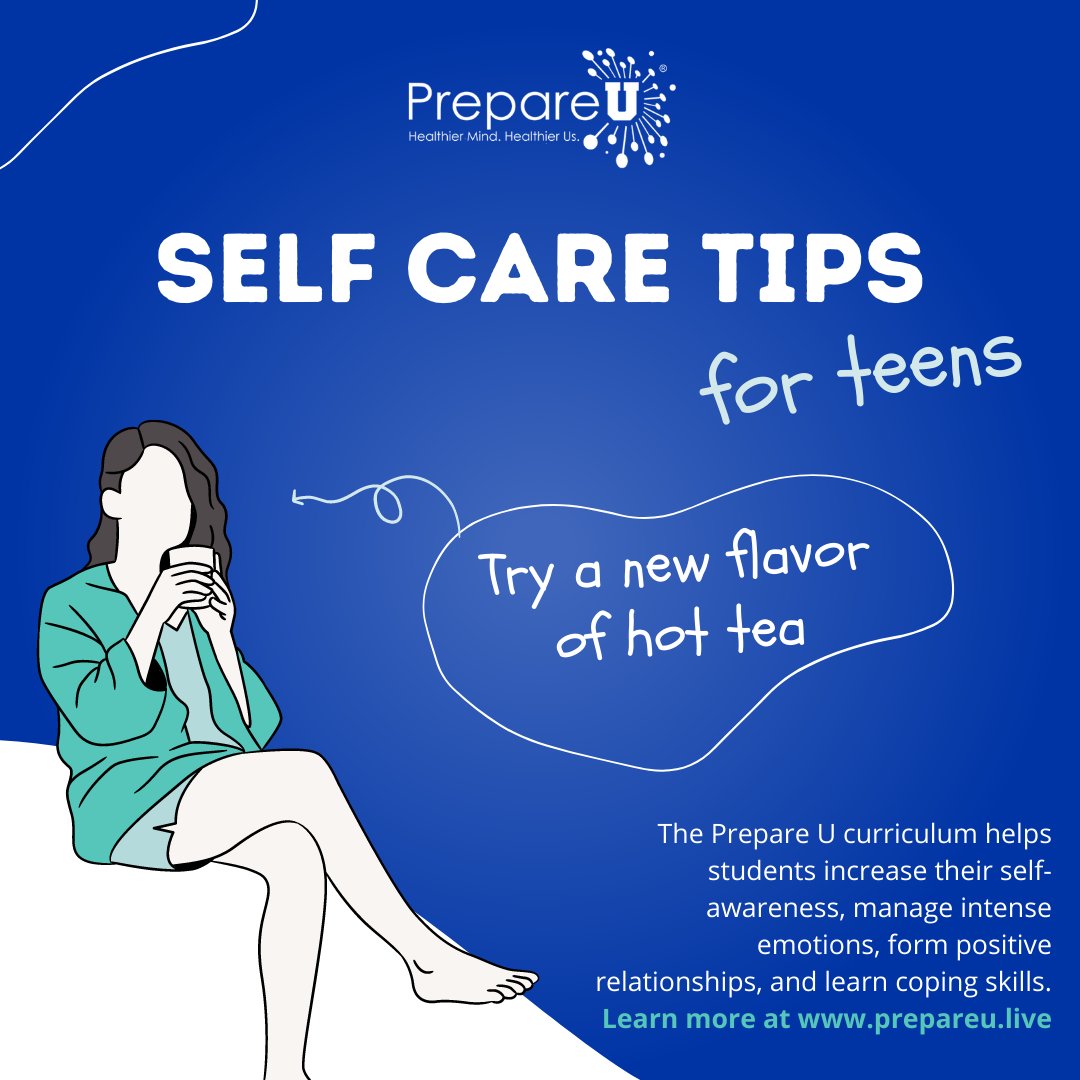 PrepareU2's tweet photo. Chamomile or peppermint? One lump or two? Take some long slow sips, breathe in, and relax. Ahhhhh! 

Prepare U is observing Mental Health Awareness Month with one self care tip a day in May!
#mentalhealthawareness #teenmentalhealth #socialemotionallearning #socialemotionalskills https://t.co/9Oj8d3x9Iq