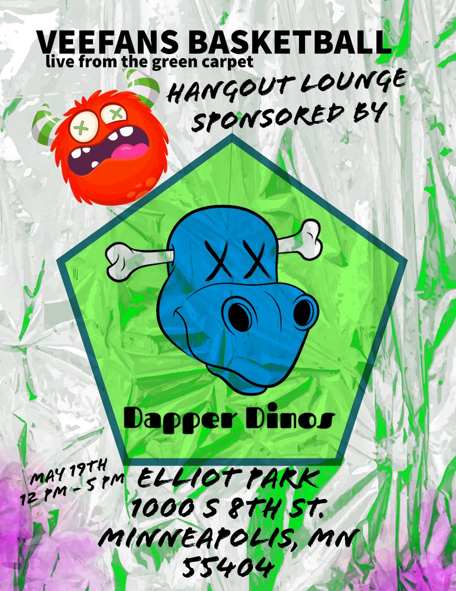 Tomorrow is the day! Join us at the Hangout Lounge at the Veefans basketball tournament! Food, Fun,and NFTs. Can’t get much better than that! #SeeYouAtVeeCon #SaveTheDinos🎩🦖

Full Event Details:  bit.ly/Veefans_basket…
