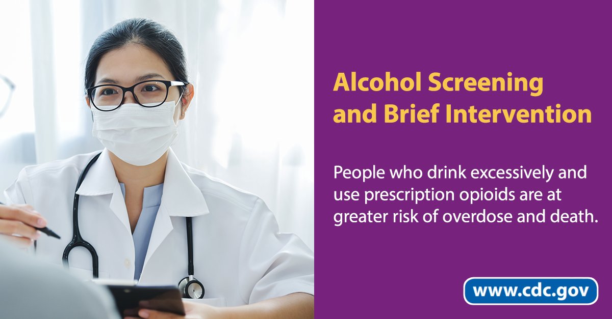 CDCInjury's tweet photo. #DYK that the #alcohol screening and brief intervention (ASBI) can be delivered both in person and electronically?
Learn how you can use #ASBI as a clinical prevention strategy to reduce opioid #overdose deaths: https://t.co/9BsJzTZ6hs https://t.co/iKxwzY8GgC