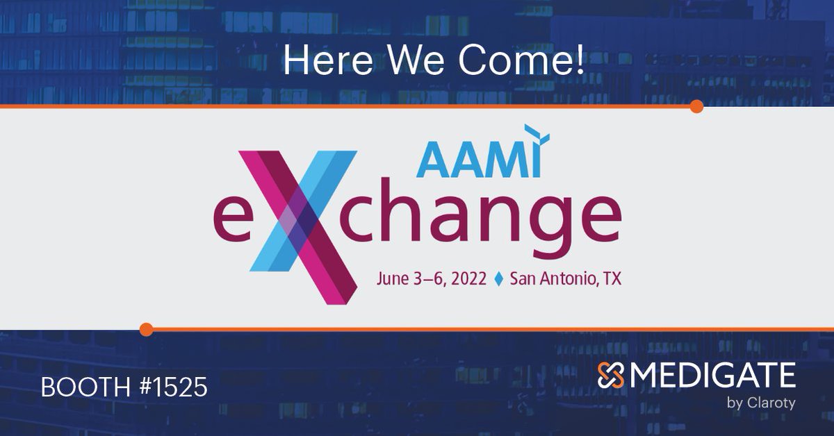 ClarotyHealth's tweet photo. ✳️ June 3-6: Find us in San Antonio at #AAMIeXchange Booth 1525! @aami_connect  

We look forward to meeting you in person and showing how #Medigate integrates HDO security throughout your clinical environment, so you can connect with confidence. Register: https://t.co/2oq1QtilDs https://t.co/8ZcMXirkx1