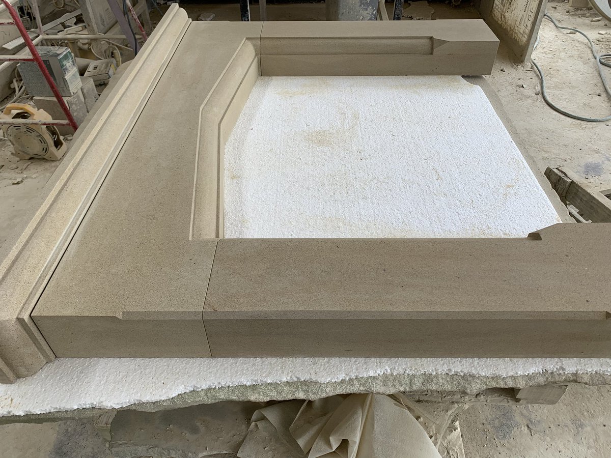 DimensionalSton's tweet photo. Check out this fireplace, made using our buff #Yorkstone we made it to measure so that it fits to our customers fireplace opening! #LocalStone #YorkshireStone #Yorkstone #SolidStone #Genuine https://t.co/NXQRxlIrvI