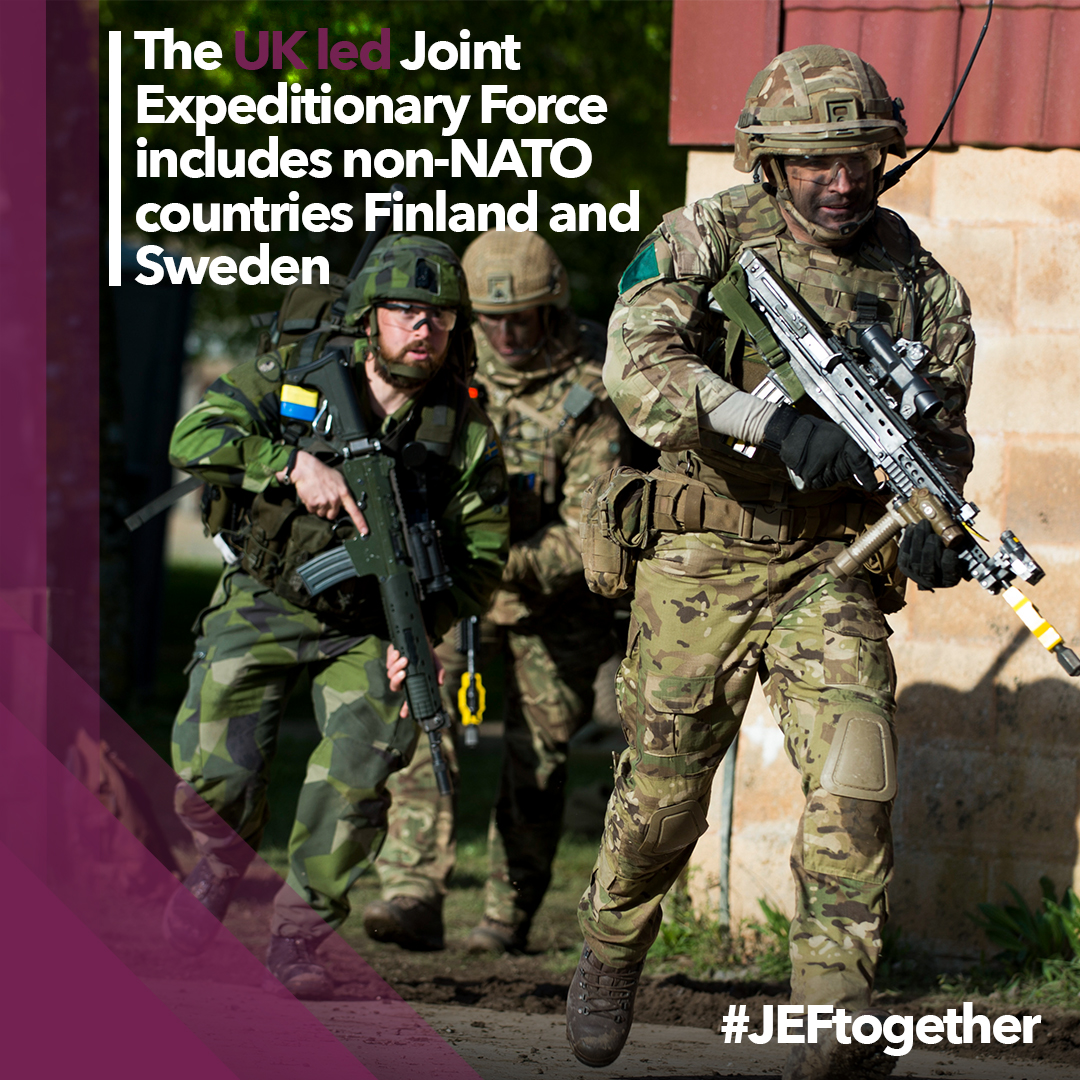 DefenceOps's tweet photo. The UK led Joint Expeditionary Force includes non-NATO countries Finland and Sweden.
#JEFtogether #DefenceOps https://t.co/YY3kssPNNo