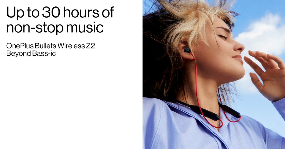 OnePlus_IN's tweet photo. Enough power to fuel through all your playlists at one go, the OnePlus Bullets Wireless Z2 won't disappoint you. #BeyondBassic https://t.co/ZLIgWpXGRR