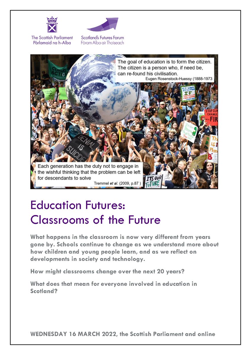 Scotland's Futures Forum (@scotfutures) on Twitter photo We continued our work with <a href="/GoodisonGroup/">The Goodison Group in Scotland</a> on the future of education, holding seminars with <a href="/SP_ECYP/">Education, Children and Young People Committee</a> on how changes in society, technology and our environment will affect education.
Read the event reports: scotlandfutureforum.org/category/sessi… We continued our work with <a href="/GoodisonGroup/">The Goodison Group in Scotland</a> on the future of education, holding seminars with <a href="/SP_ECYP/">Education, Children and Young People Committee</a> on how changes in society, technology and our environment will affect education.
Read the event reports: scotlandfutureforum.org/category/sessi…