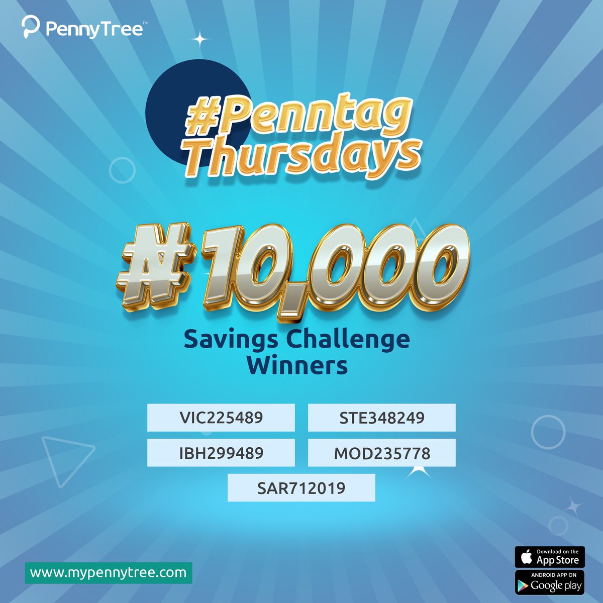 mypennytree's tweet photo. Here are our winners from the #PennTagThursday Savings Challenge ππ.
Check your bonus wallet ππΌπ₯
Thank you for participating and we are glad many have taken the first step towards financial discipline ππΌππΌππΌππΌ https://t.co/UWlW06vext