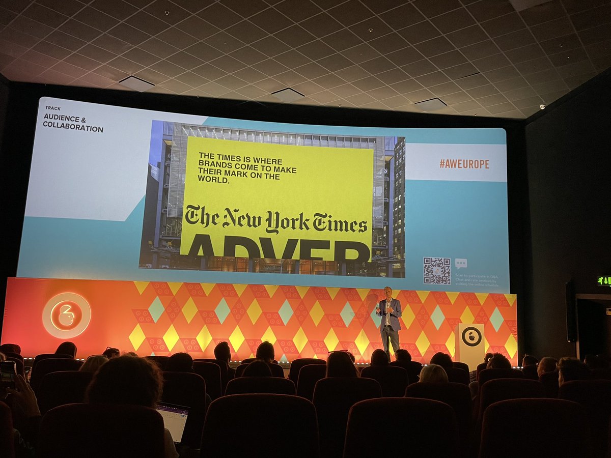 KieranKent's tweet photo. . @nytimes has created innovative ad model to help it achieve its ambition of 15 million subscribers - removed open programmatic and pop-up ads, adopted 1st party data strategy and created brand storytelling studio #AWEurope https://t.co/zcFILdNbfY