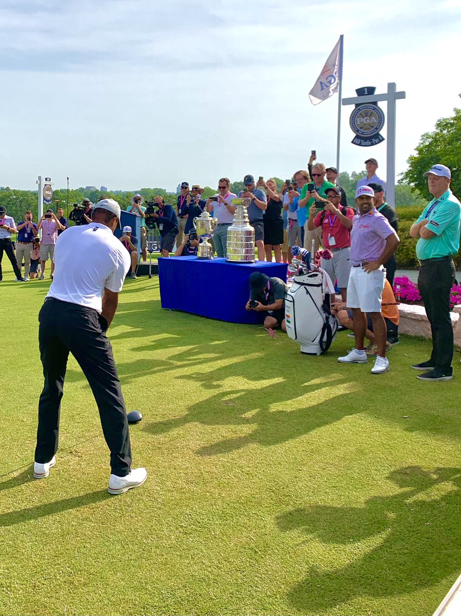 dylan_dethier's tweet photo. Tiger out for nine holes with Anirban Lahiri this morning https://t.co/2VQAB6EffW