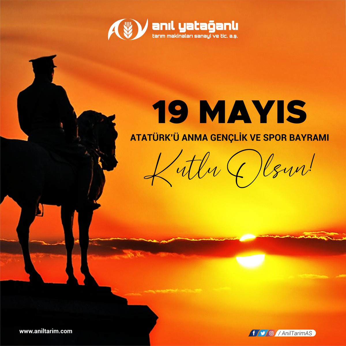AnilTarimAS's tweet photo. 19 Mayıs Atatürk'ü Anma Gençlik ve Spor Bayramı Kutlu Olsun

#19mayıs #19mayısatatürküanmagençlikvesporbayramı #anılyataganlı #tarımmakınaları https://t.co/9VUx4MrGi1