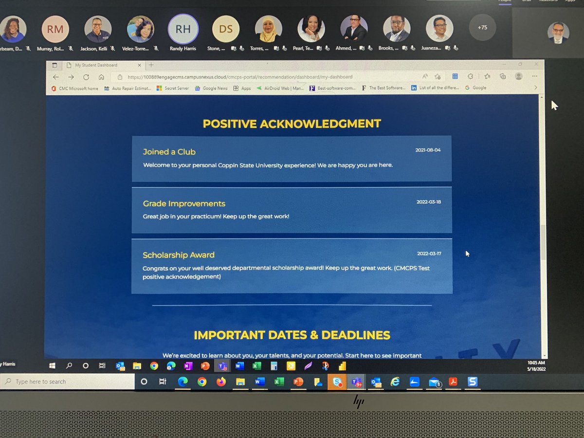 aelhaggan's tweet image. The ⁦@AnthologyInc⁩ ⁦Student Portal enables the students to take ownership of their success the Digital Transformation of Academic Advising ⁦@CoppinStateUniv⁩ ⁦@CoppinStateTech⁩ ⁦@CSUalums⁩ ⁦@thecoppinroom⁩ ⁦@Microsoft⁩ #csutech #hbcu