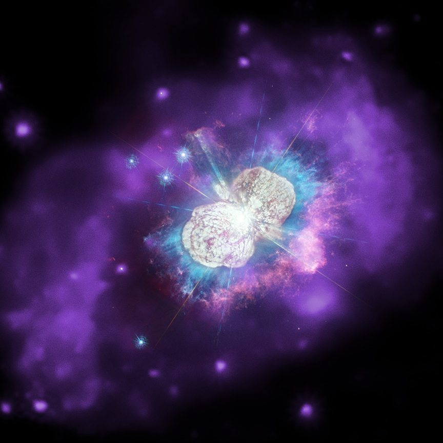 LearnWithNASA's tweet photo. Eta Carinae is a star system that contains the most luminous star known in our Galaxy. It radiates energy at a rate that is 5 million times that of the Sun! 🌟

Explore this region with a 3D visualization fly-thru or build a 3D model! #WeekOfMaking2022

https://t.co/SIFaNtvboa https://t.co/sWj8Jgmib1