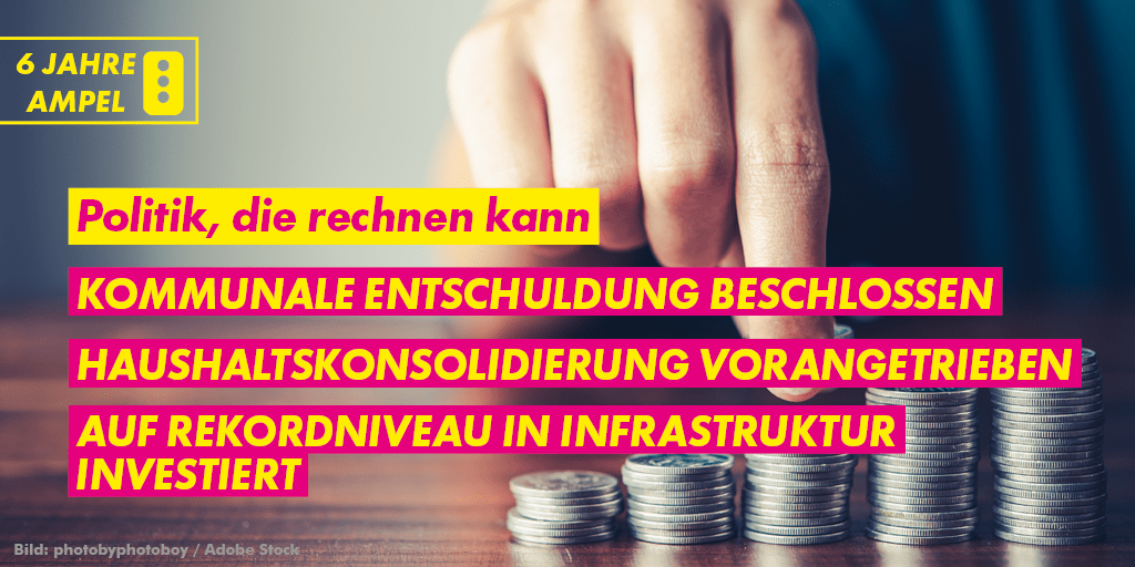 FDPFraktionRLP's tweet photo. Wir stehen für eine #Politik, die rechnen kann! 💶 Deshalb haben wir die Entschuldung unserer Kommunen auf den Weg gebracht, unseren Landeshaushalt konsolidiert und investieren auf Rekordniveau in die Infrastruktur unserers Landes. (7/8) https://t.co/5m3ZsQVEfg