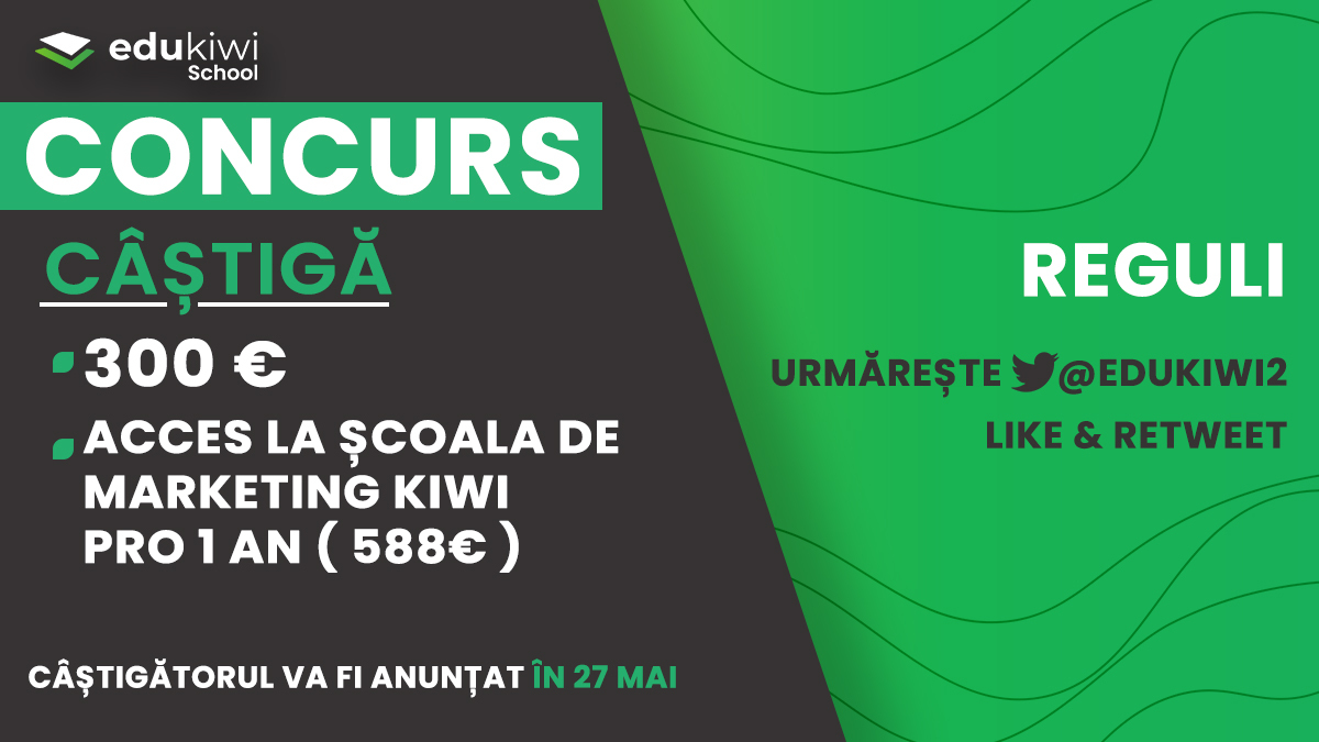 🎁 CONCURS 🚀

🥇PREMIU: 300 € și acces la Școala de Marketing Kiwi PRO 1 an (588€) prin tragere la sorți

ℹ️ Reguli: 
 - Urmărește-ne:  x.com/eduKiwi2 
 - Like &amp; Retweet 

Vom alege câștigătorul random și îl vom anunța pe 27 mai.

#eduKiwiSchool #edukiwicommunity #rt