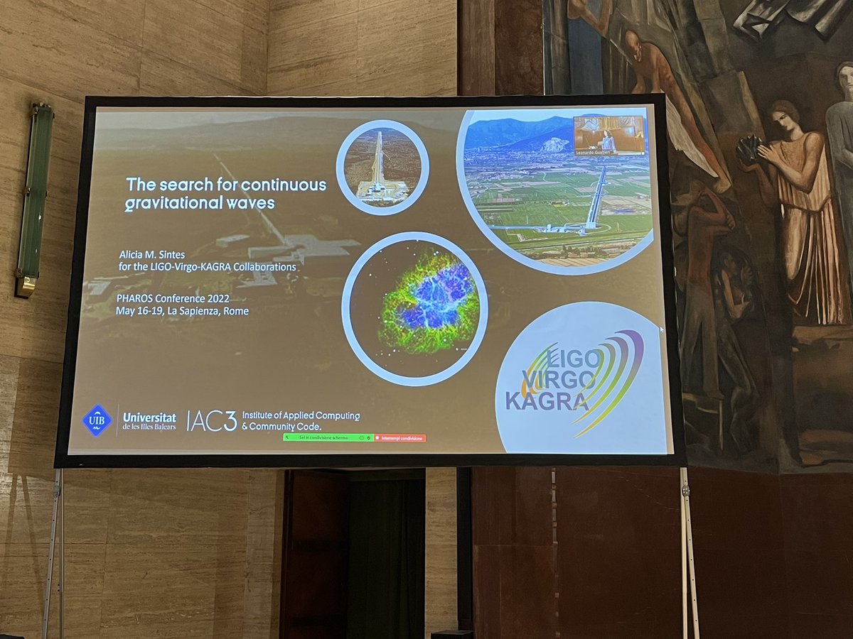 PHAROS2022's tweet photo. Here we go with today’s second session! The first speaker today is Alicia Sintes from @UIBuniversitat who will tell us about the search for continuous gravitational waves. https://t.co/nHois07U0P