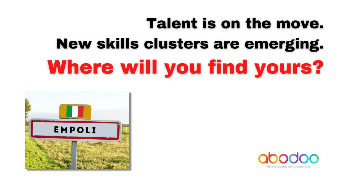 E is for: Empoli, a town of 48,000 people in Italy, 30km south west of Florence. 

Is it time to put Empoli on your talent map?

Abodoo matches enterprise with the skills they need... finding clusters in the most surprising places. 

#diversity #skillsmapping #talenthotspots