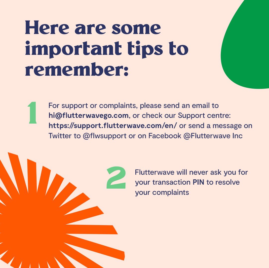 theflutterwave's tweet image. A few important tips to remember
