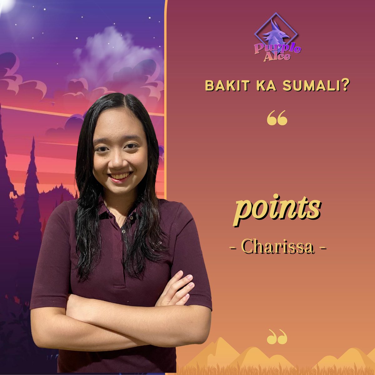 spcshsalce's tweet photo. #PurpleAlce
#LetAlceReclaimTheThrone #VioLetsWin
#KagatNgAlceRawr
Spiels by: Anika Rose A. Galaraga & Princess Faye David
Layout by: Ryza Gandaruza https://t.co/mSsb6qwjuo