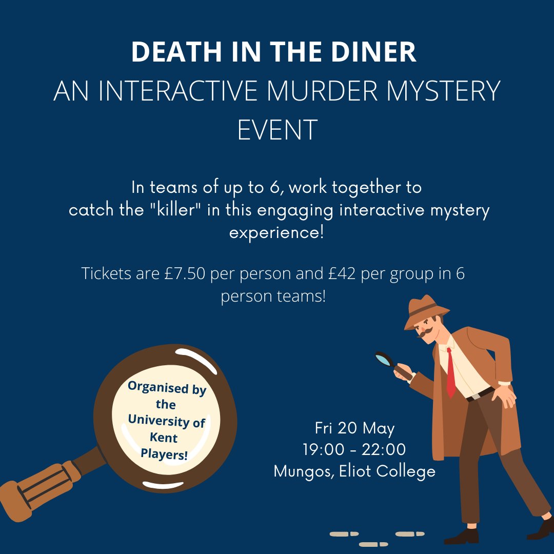 Put on your detective hats, gather your friends  and work together to catch the killer in this interactive murder mystery event!

Your team will interview the suspects, examine the evidence, avoiding the sneaky red herrings🕵️

To claim your tickets visit:
ow.ly/oo0l50J9Ugw