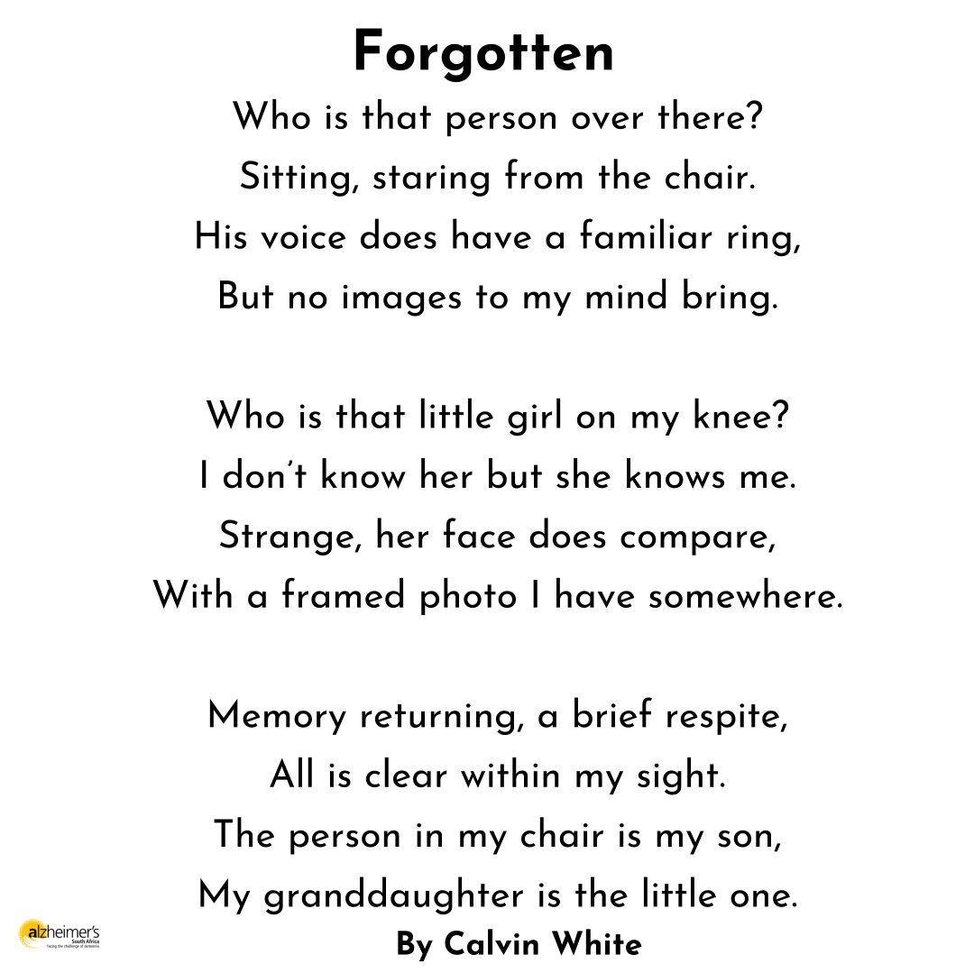 Beautiful, moving poem!
Whether you're living with dementia or close to someone who is, we're here for you whenever you need us.
Please call 086 10 2681 for support and advice.